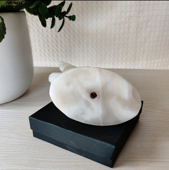 Vintage Onyx Marble Stone Carved Swan Pen Holder - Picture 10 of 13